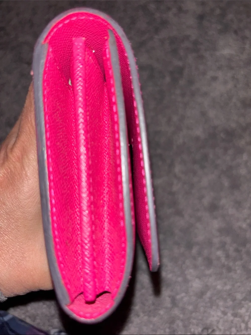 Louis Vuitton Hot Pink Epi Leather Flap Wallet with Silver LV Emblem